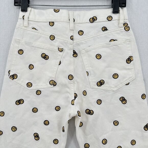 Reformation Jeans 26 High Rise Straight Mixed Emotions White Embroidered *Spot - Picture 6 of 13